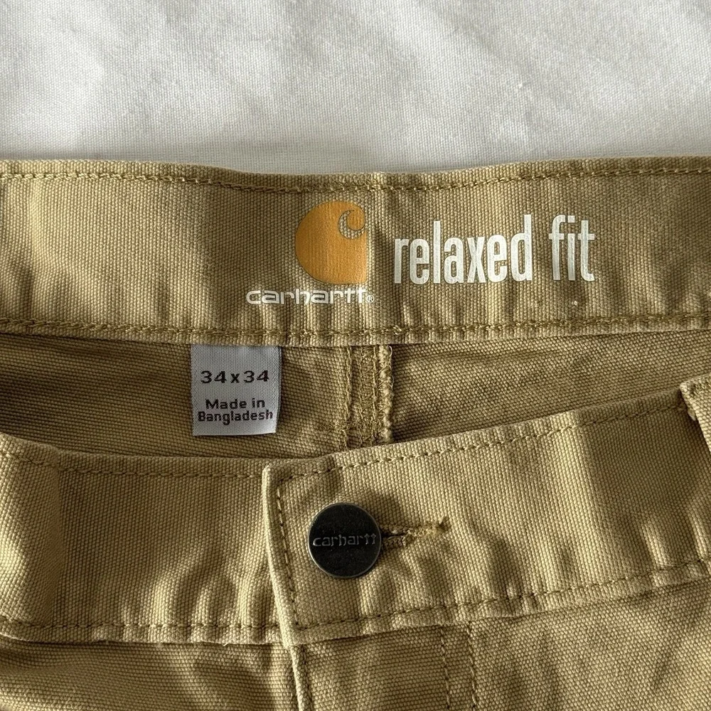 Carhartt Relaxed Fit Rigby Dungaree Pants Mens 34x34 Straight Beige Workwear